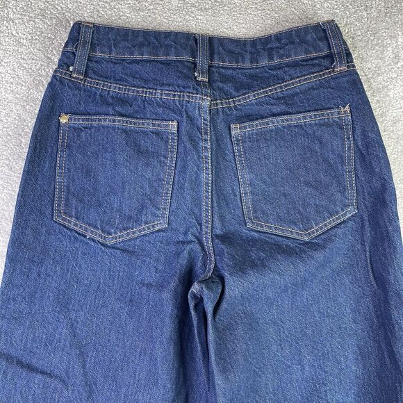 Kate Spade X Target Jeans Women’s 0 Blue Wide Leg Mid-Rise Dark Wash Cuffed - Picture 4 of 11